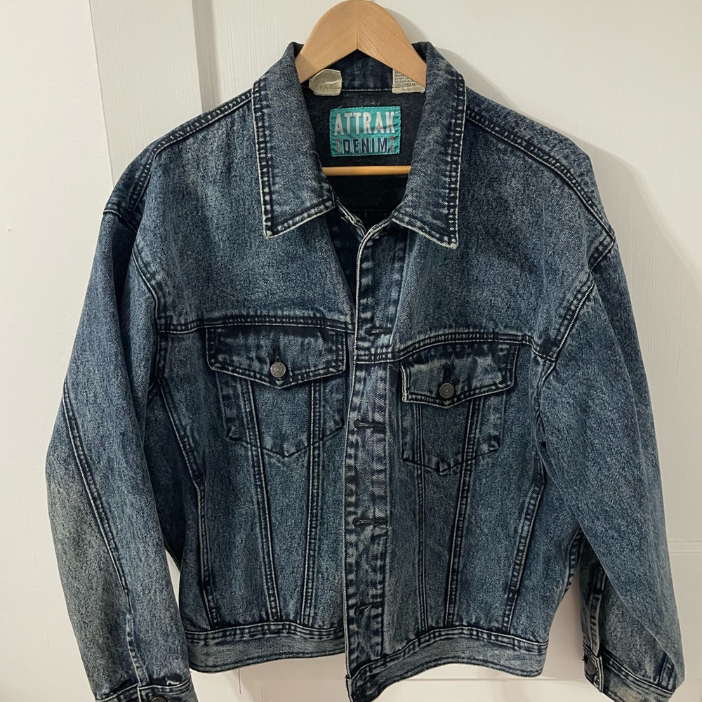 Vintage Attrak Denim Jacket Men’s Medium Acid Wash